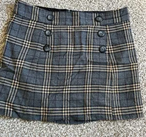 🦋 GAP Factory Grey Plaid Mini Skirt Preppy Office Formal School Girl Size 12 thumbnail 1