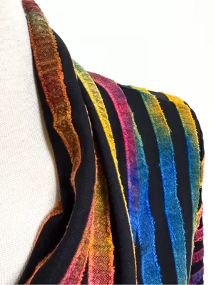 Feratelli Ombre Rainbow Stripe Cowl Neck Asymmetrical Hem Wearable Art Tunic L thumbnail 3