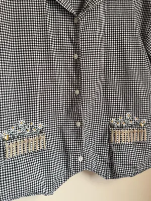 Y2K Whimsy Gingham Daisy Embroidered Shirt Nick & Sarah Size Large thumbnail 4