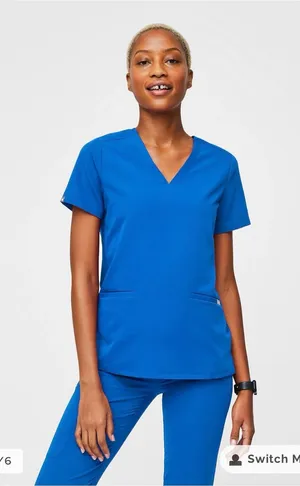 FIGS Classic V-Neck Medical Scrub Top - Blue thumbnail 1