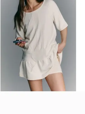 NWOT Free People Movement ~ Elements Activewear Set Tunic Top Shorts Ivory S thumbnail 3