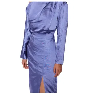 Lost + Wander Adria Purple Satin Off Shoulder Asymmetrical Midi Dress Size S NWT thumbnail 3