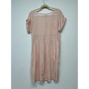 Peyton's Parker Blush Metallic Stripe Pocket Mini Dress‎ Boho Size Large thumbnail 6