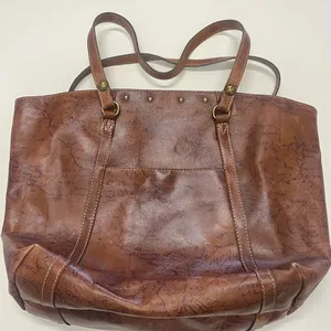 Patricia Nash World Map print leather tote bag. thumbnail 4