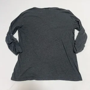 H&M Charcoal Henley Roll-Sleeve Top thumbnail 4
