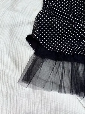 Women's Janette Polka Dot Skater Skirt Size M Black White Tulle A line thumbnail 7
