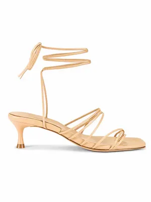 LPA Lucia Heel in Nude, Ankle-Tie Strappy Kitten Heel Sandal in Nude, size 6.5 thumbnail 4