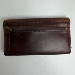 Brown Distressed Wallet Leather RFID Blocking Clutch Snap Accordion Organizer thumbnail 4