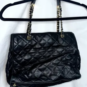 Michael Kors Satchel Susannah Leather Quilted Double Handle Large Black thumbnail 3