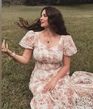 Solitaire Floral Eyelet Puffed Sleeve Maxi Dress thumbnail 2