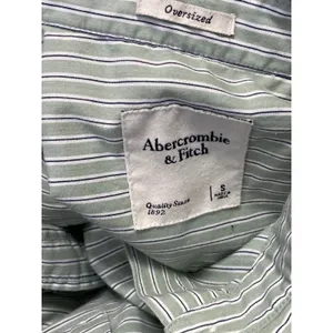 Abercrombie & Fitch Womens Green Striped Long Sleeve Button Down Shirt Top Sz S thumbnail 3