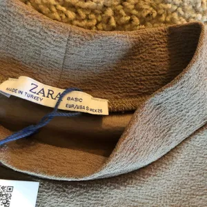 ZARA Tan and black high neck top never worn thumbnail 4