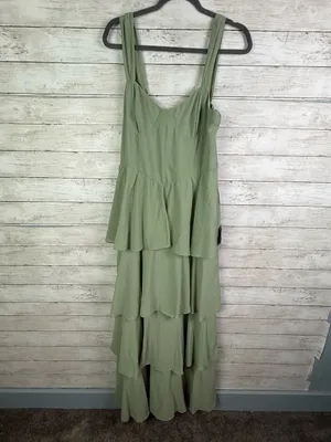 Lulus Carlynda Sage Brush Tiered Bustier Maxi Dress Size XL thumbnail 3
