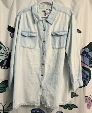 Vintage Denim 24/7 Button Up Gray Size 1X thumbnail 1