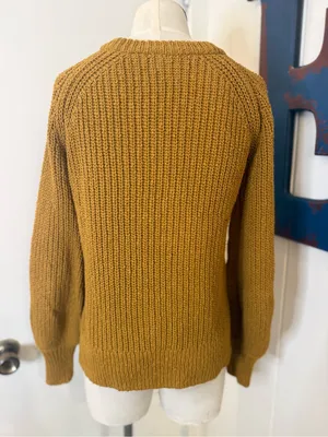 Madewell Mustard Cable-Knit Crewneck Sweater Sz XXS thumbnail 2