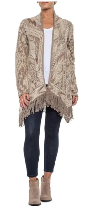 Lucky Brand XS‎ Aztec Fringe Open Front Cardigan Sweater thumbnail 1