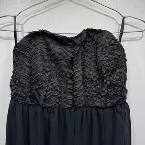 YA Los Angeles Black Strapless Maxi Dress Ruffled Bust Lined Sheer Skirt Whimsigoth Formal S-M thumbnail 3
