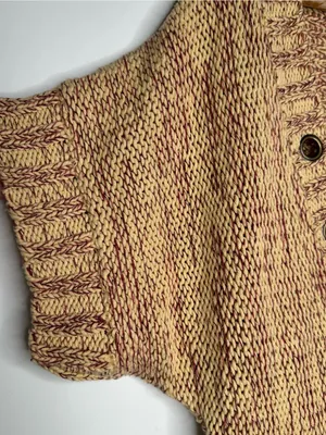 Free People Deep V-Neck Grommet Short Sleeve Chunky Knit Sweater Small thumbnail 4