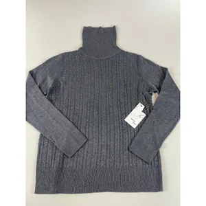 Allison + Zoe Sweater Size M Heather Charcoal Cable Knit Turtleneck NWT thumbnail 4