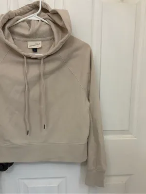 Universal Thread Cropped Pullover Hoodie in Beige thumbnail 7