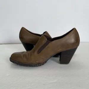 Born Shoes Gertrude Ankle‎ Booties Block Heel Pull On Brown Leather Women's 8 thumbnail 7