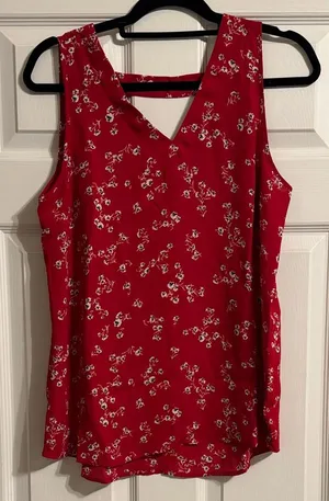 Red Floral V-Neck Blouse thumbnail 1