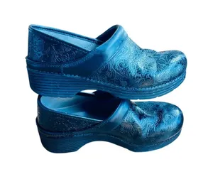 Dansko LT Pro Floral black tooled leather Clogs slip on shoes size 39=8.5-9 thumbnail 1