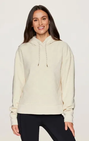 Avalanche Women’s Alpine Diamond Quilted Fleece Hoodie Cream Ivory size Medium thumbnail 1