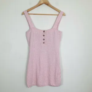 Free People Beach short and sweet textured knit pale ballet pink mini dress. L thumbnail 5