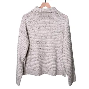 Madewell‎ Wool Belmont Donegal Mock Neck Sweater Cream Flecked Size Large thumbnail 4