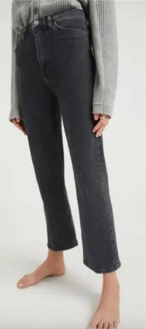 RE/DONE The 70's Crop Boot Jeans sz 31 Black Stoned Noir Stretch NWT inseam 28" thumbnail 1
