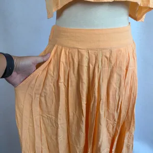 Peach Orange 2 Piece Set Crop Top &‎ Maxi Skirt Small Boho Festival Vacation thumbnail 4
