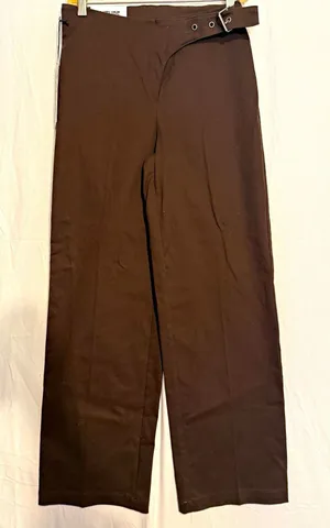 Future Collective Women's Brown High Rise Straight Leg Twill Dress Pants 2 29" thumbnail 1