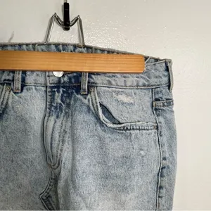 Zara Trafaluc Women's Sz Small Cut Off Denim Mini Skirt Light Acid Wash Distress thumbnail 4
