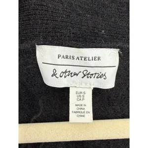 & Other Stories Paris Atelier Mohair Wool Cardigan S Black Gold Dinosaur Buttons thumbnail 5