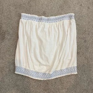 Anthropologie large Breezy Tube top linen embroidered smocked TS 3530 thumbnail 7