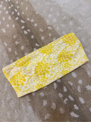Aerie Yellow Floral Bandeau Bikini Top Size M Strapless Retro Swim thumbnail 4