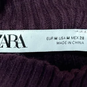 Zara Purple Ribbed Knit Turtleneck Sleeveless Cropped Sweater Vest Top Size M thumbnail 3