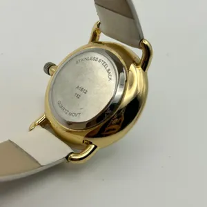 Women’s Gold-tone Crystal Bezel Mother Pearl Dial White Band Minimalist Watch thumbnail 6