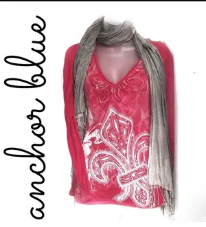 Y2K Anchor Blue Sequin Fleur de lis Long Sleeve Top Pink Small Fairy Grunge Punk thumbnail 9