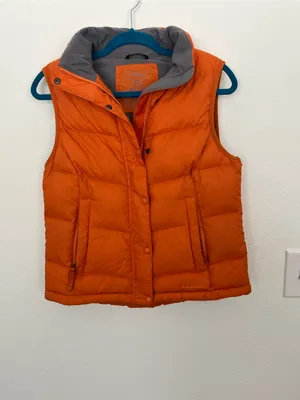 LL Bean Goose Down Puffer Vest. Orange Size XS thumbnail 13