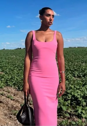 Zara dress midi bodycon fitted pink wedding party coctail thumbnail 14