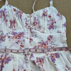 And Now This Women’s Floral Sweetheart Mini Dress Medium Cottagecore Linen Blend thumbnail 6