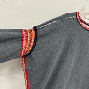 Natural Life Knit Trim Sweatshirt Top Boho Oversized Boxy‎ Heather Gray L/XL thumbnail 5