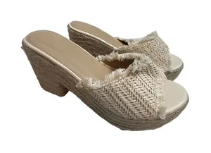 Espadrille Platform sandals off white braid detail ivory sandal sz8 (no tag) thumbnail 1
