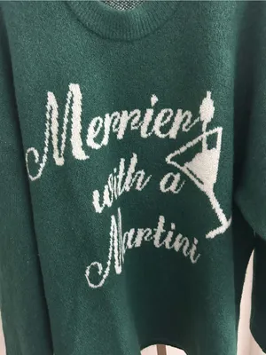 Show Me Your Mumu Merrier With a Martini Crewneck Sweater Holiday Sweater Large thumbnail 3