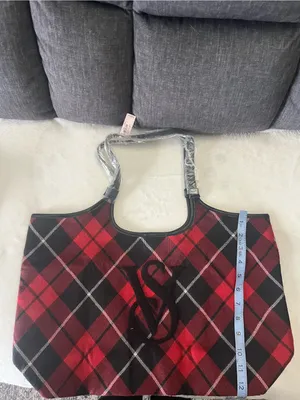 Plaid Tote Bag with Monogram Accent thumbnail 6