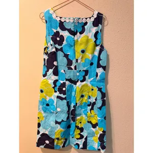 Lilly‎ Pulitzer Dress Women 6 Blue Floral 92862W Seersucker Lace Shift Preppy thumbnail 8
