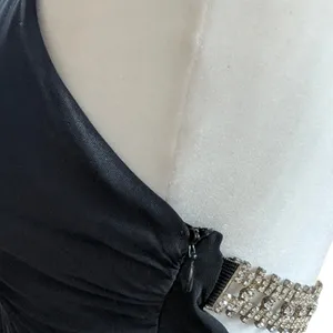 Cache Vintage Y2K Black Backless Formal Dress Rhinestone Halter Gown Prom Hoco thumbnail 10