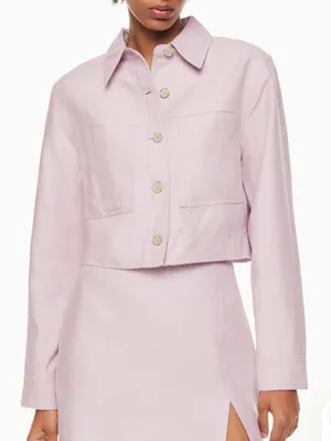 Aritzia Wilfred Little Crepette Cropped Jacket in Cloudy Lilac thumbnail 1